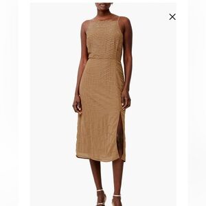 French Connection Beaded Midi Dress – Bronze / Gold – Size 10
